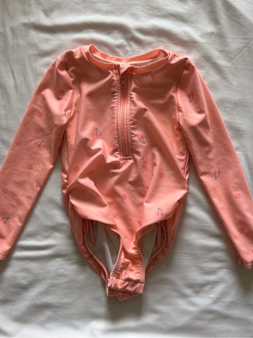 Cat & Jack Peach Long-Sleeve Zip Front One-Piece Swimsuit